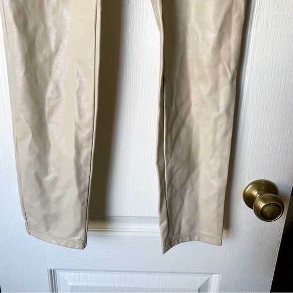 Aritzia Pant Charm High-Rise Ankle-Length Skinny Faux-Leather Light Birch 10 NWT - Picture 2 of 7